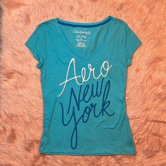 Aeropostale New York Woman’s‎ Y2K Fitted Tshirt Blue Size XL - Picture 1 of 5